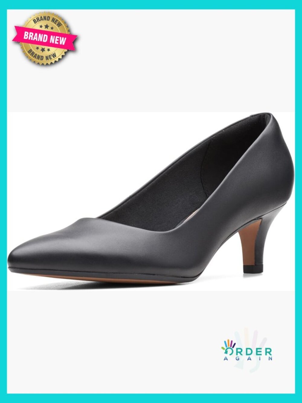 Classic Kitten Heel Pumps Pointed Toe Leather Dress Shoes Cushioned Comfort